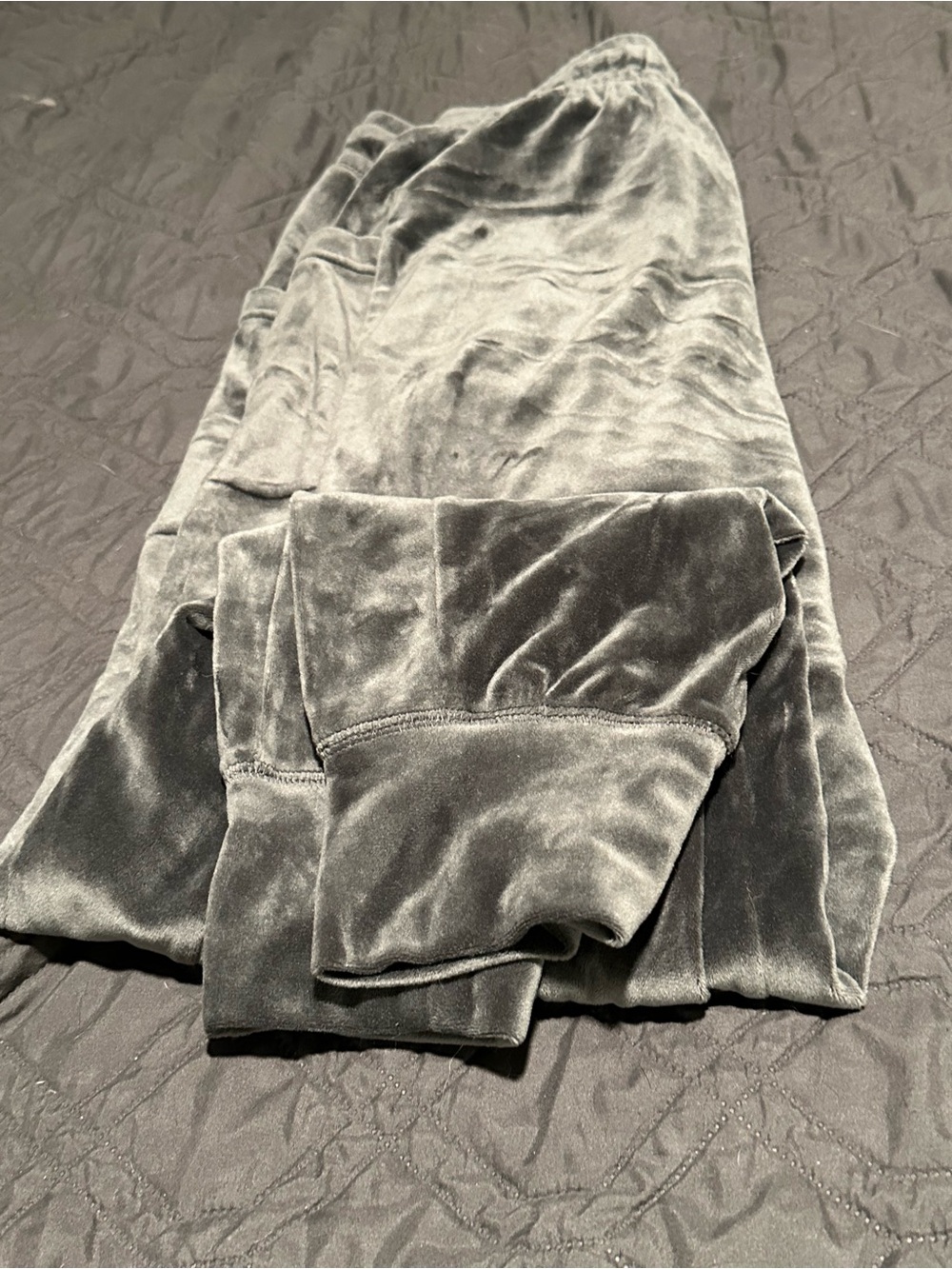 Velvet Lounge Pants in Charcoal Gray